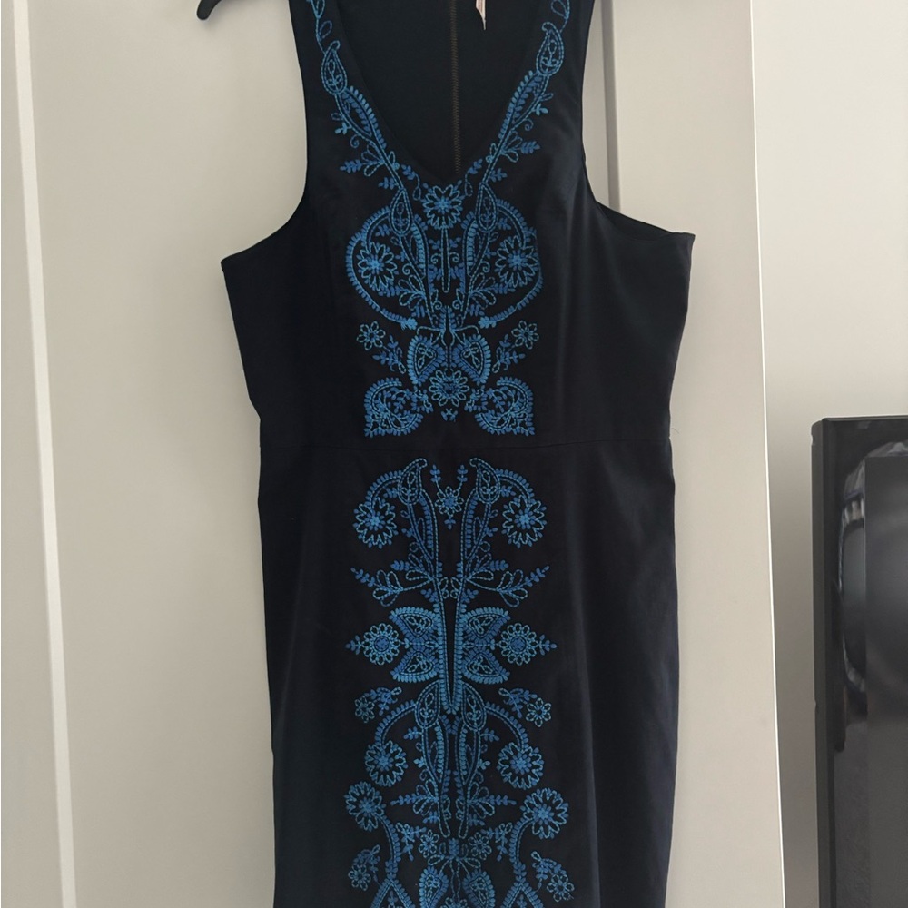 Free People Blue Embroidered mini  Dress